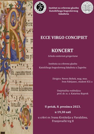 Koncert ECCE VIRGO CONCIPIET u franjevačkoj crkvi u Varaždinu